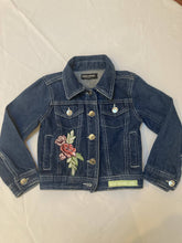 Load image into Gallery viewer, Maggie Devos - Child&#39;s Jean Jacket with Fridita patch and flowers - Size 5/6, Fashion, Maggie Devos, Atrium 916 - Sacramento.Shop
