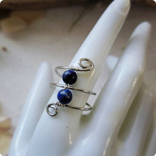 Load image into Gallery viewer, Island Girl Art - Wire Wrapped Ring- Silver Lapis, Jewelry, Island Girl Art by Rhean, Atrium 916 - Sacramento.Shop
