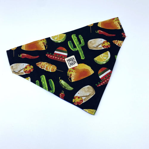 Maria Canta - Tacos on Black Dog Bandana, Fashion, Maria Canta, Atrium 916 - Sacramento.Shop