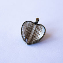 Load image into Gallery viewer, Nekkid Snek Jewelry - Cream Heart Garter Shed Pendant - Sacramento . Shop
