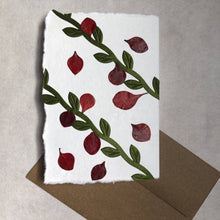 Load image into Gallery viewer, Susan Twining Creations - Red petal and green silk vine Greeting Card - 3 1/2 x 5&quot;, Stationery, Susan Twining Creations, Atrium 916 - Sacramento.Shop
