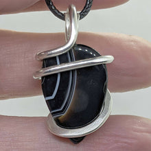 Load image into Gallery viewer, Arcane Moon - Sterling Silver Wrapped Banded Agate Pendant, Jewelry, Arcane Moon, Atrium 916 - Sacramento.Shop
