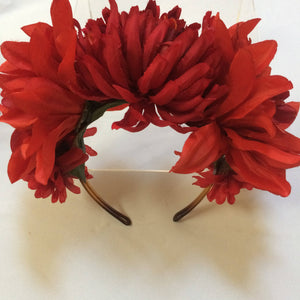 Maggie Devos - Deep red Chrysanthemum Flower Crown-one size, Fashion, Maggie Devos, Sacramento . Shop