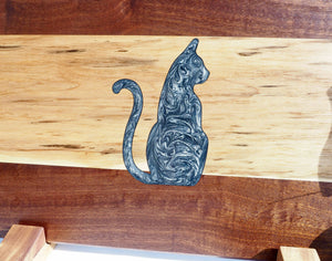 WCS Designs- Serving/Charcuterie board with cat inlay, Wood Working, WCS Designs, Atrium 916 - Sacramento.Shop