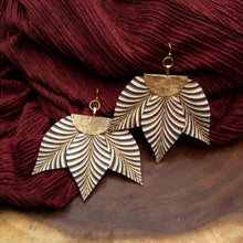 Load image into Gallery viewer, Susan Twining Creations - Zebra Striped Triple Leaf Earrings with Gold Accents, Jewelry, Susan Twining Creations, Sacramento . Shop
