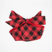 Load image into Gallery viewer, Yennie Zhou Designs - Red Checker Pattern Holiday Mask w/ Bow, Mask, Yennie Zhou Designs, Sacramento . Shop
