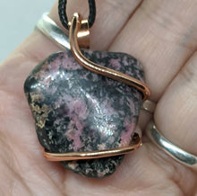 Load image into Gallery viewer, Arcane Moon - Cold forged Copper Wrapped Rhodonite Pendant, Jewelry, Arcane Moon, Atrium 916 - Sacramento.Shop
