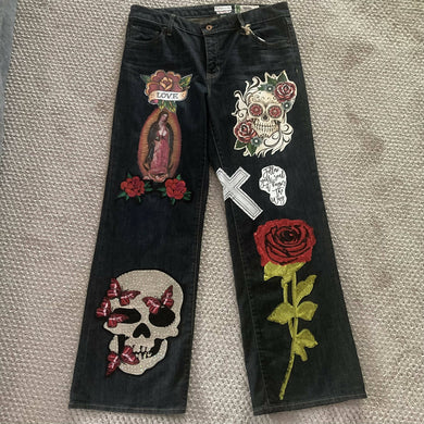 Maggie Devos-Skull Embellished Jeans-Size 10, Fashion, Maggie Devos, Atrium 916 - Sacramento.Shop