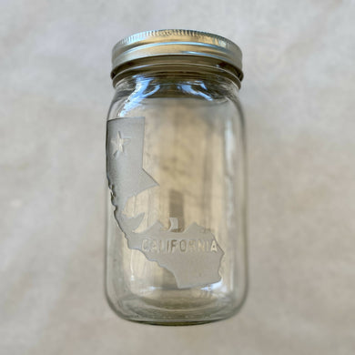 Peace Core Glass Art - California Etched Glass Mason Jar, Glasswork, Peace Core Glass Art, Atrium 916 - Sacramento.Shop