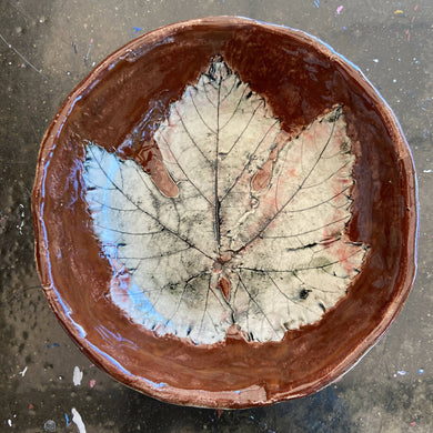 Lorna M Designs - Brown Bowl Green Leaf, Ceramics, Atrium 916, Atrium 916 - Sacramento.Shop