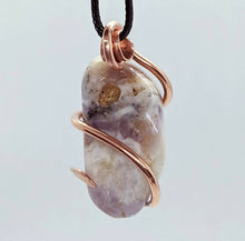 Load image into Gallery viewer, Arcane Moon - Cold forged Copper Wrapped Chevron Amethyst Pendant, Jewelry, Arcane Moon, Atrium 916 - Sacramento.Shop
