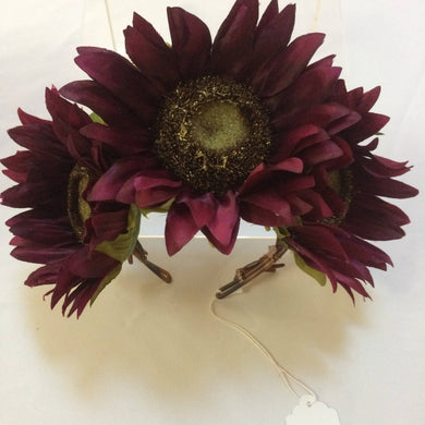 Maggie Devos - Deep Eggplant Sunflower Flower Crown-One size, Crafts, Maggie Devos, Sacramento . Shop
