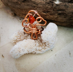 Island Girl Art - Wire Wrapped Ring- Carnelian Mushroom, Jewelry, Island Girl Art by Rhean, Atrium 916 - Sacramento.Shop