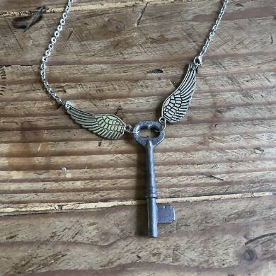 Joyce Pierce- Upcycled Vintage winged Key Necklace 20 inches, Jewelry, Joyce Pierce, Atrium 916 - Sacramento.Shop