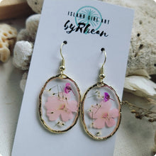 Load image into Gallery viewer, Island Girl Art - Pressed Flower Earrings - Oval Wildflowers, Jewelry, Island Girl Art by Rhean, Atrium 916 - Sacramento.Shop
