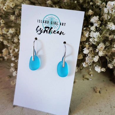 Island Girl Art - Seaglass Earrings- Aqua Silver, Jewelry, Island Girl Art by Rhean, Atrium 916 - Sacramento.Shop