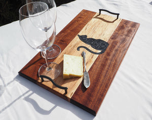 WCS Designs- Serving/Charcuterie board with cat inlay, Wood Working, WCS Designs, Atrium 916 - Sacramento.Shop