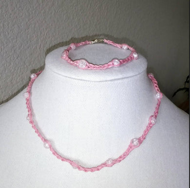 Creations by Jennie J Malloy- Inlaid Crystal on pink Choker/Bracelet Set, Jewelry, Creations by Jennie J Malloy, Atrium 916 - Sacramento.Shop