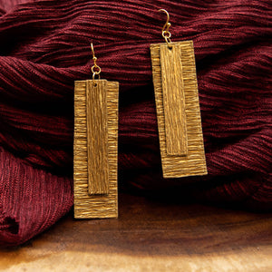 Susan Twining Creations - Textured Gold Rectangle Drop Earrings, Jewelry, Susan Twining Creations, Sacramento . Shop