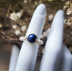 Island Girl Art - Wire Wrapped Ring- Silver LapisWrap, Jewelry, Island Girl Art by Rhean, Atrium 916 - Sacramento.Shop