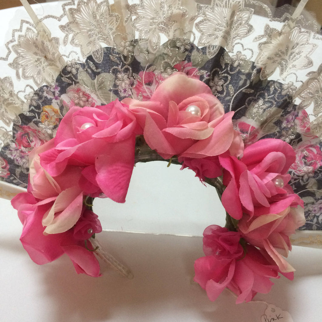 Maggie Devos-Pink Fan Flower Crown-One size, Fashion, Maggie Devos, Sacramento . Shop