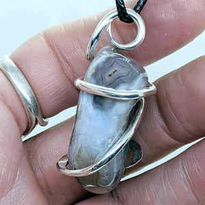Arcane Moon - Sterling Silver Wrapped Lace Agate Pendant, Jewelry, Arcane Moon, Atrium 916 - Sacramento.Shop