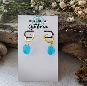 Island Girl Art - Sea Glass Earrings - 14K Gold Aqua, Jewelry, Island Girl Art by Rhean, Atrium 916 - Sacramento.Shop