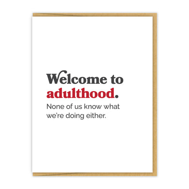 Spacepig Press - Welcome to Adulthood | Letterpress Greeting Card, Greeting Cards, Spacepig Press, Atrium 916 - Sacramento.Shop