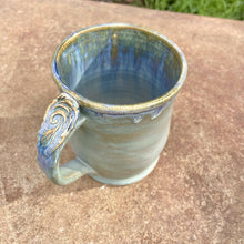 Load image into Gallery viewer, Angie Talbert Studios- Stone Blue Mug with Thumbrest, Ceramics, Angie Talbert Studios, Atrium 916 - Sacramento.Shop
