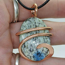 Load image into Gallery viewer, Arcane Moon - Copper Wrapped K2 Azurite Granite Pendant, Jewelry, Arcane Moon, Atrium 916 - Sacramento.Shop
