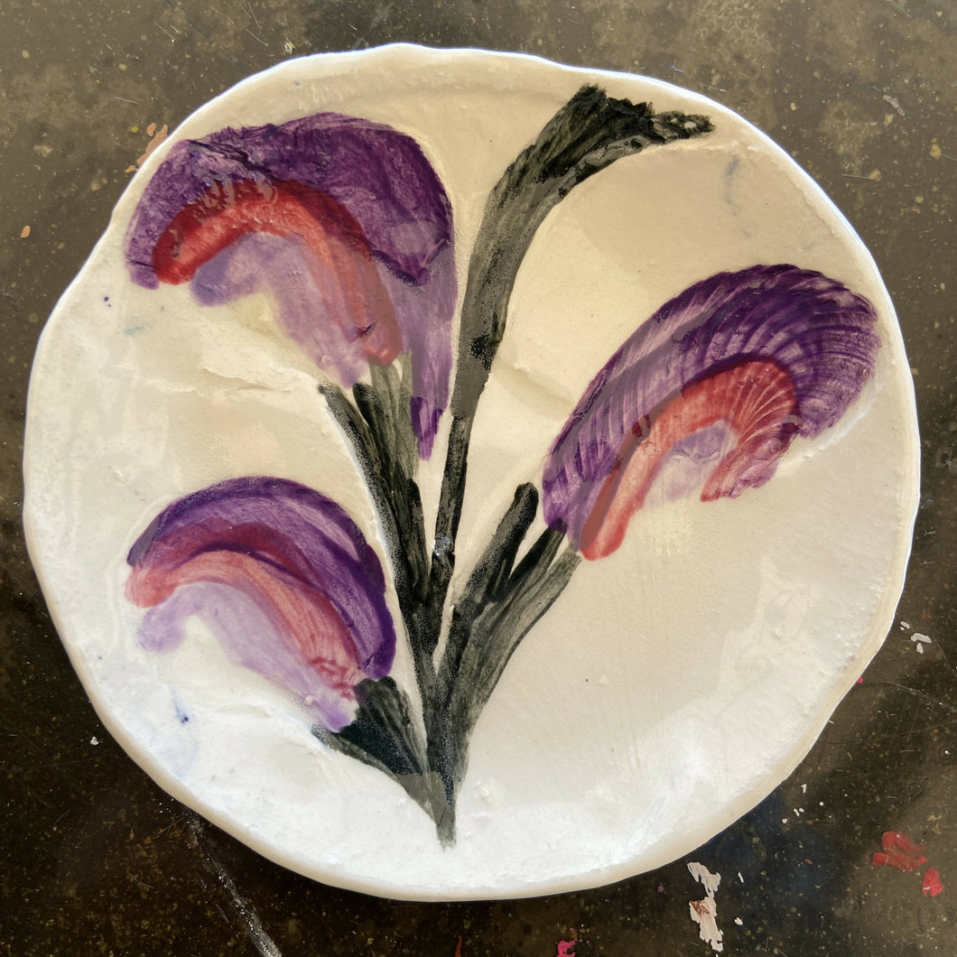 Lorna M Designs - Small Purple Flowers Dish, Ceramics, Atrium 916, Atrium 916 - Sacramento.Shop