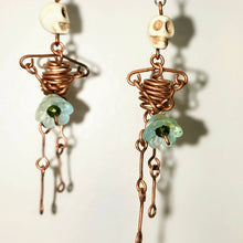 Load image into Gallery viewer, Stone Turner Creations - Skeleton Earrings with flower, Jewelry, Stone Turner Creations, Atrium 916 - Sacramento.Shop
