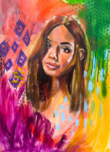 Load image into Gallery viewer, Edda Davila - Grace- Female orange, pink, purple and green Painting 22”x30”, Wall Art, Edda Davila, Atrium 916 - Sacramento.Shop
